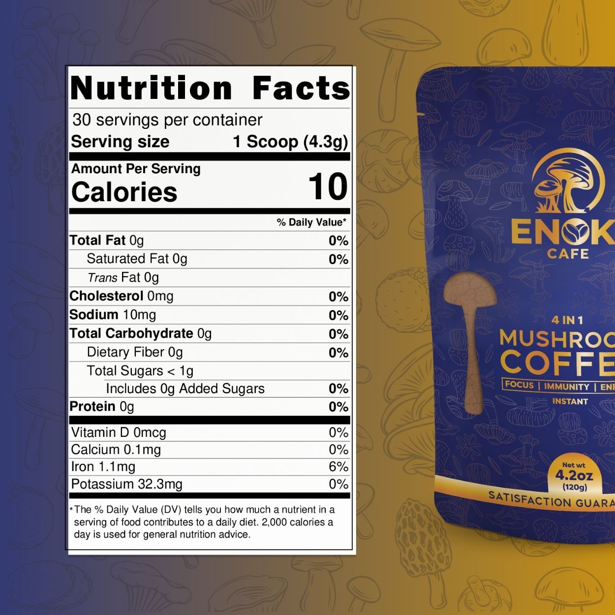 Mushroom Coffee with coffee - nutrition facts